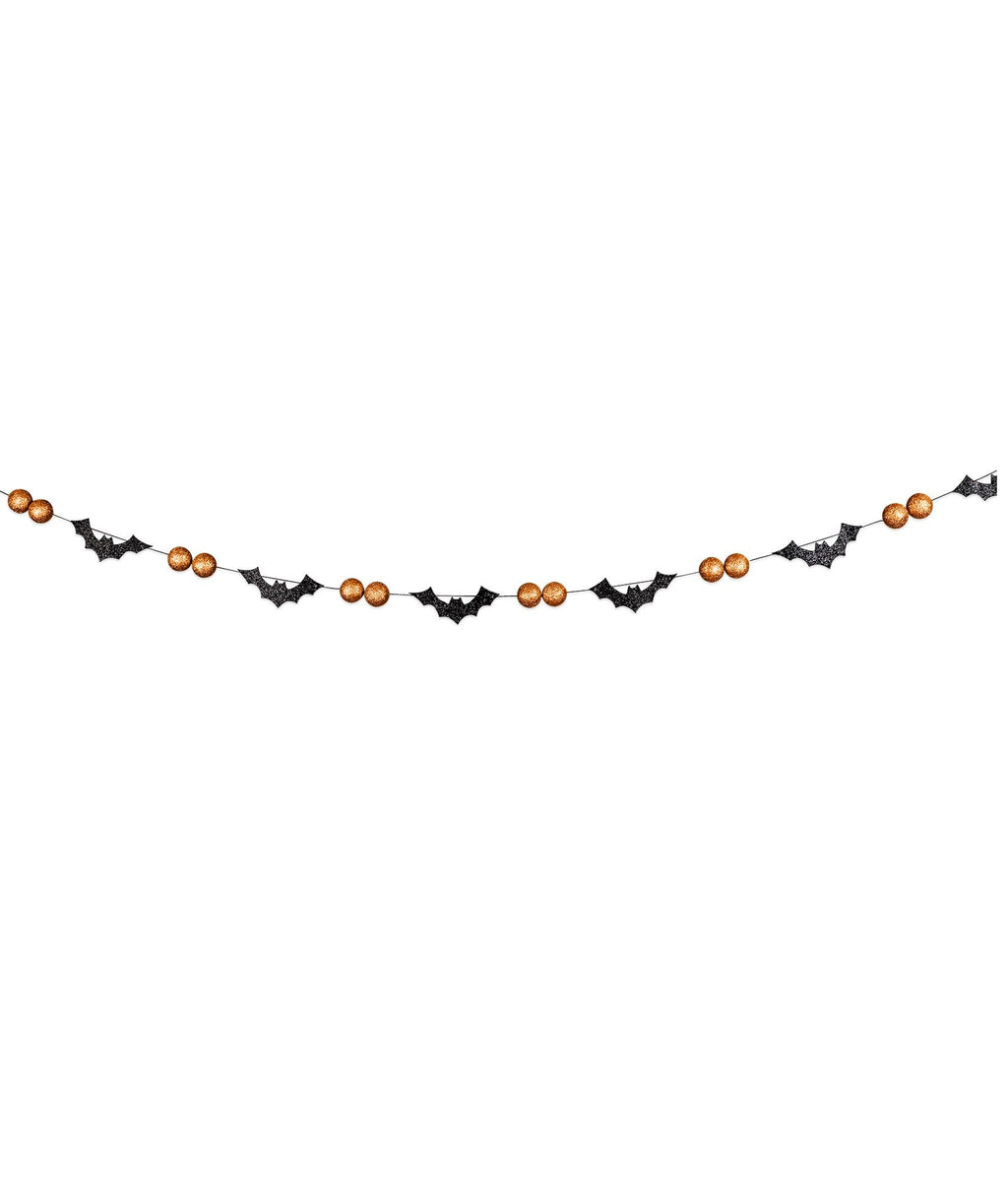 Glittered Bat & Orange Ball Garland