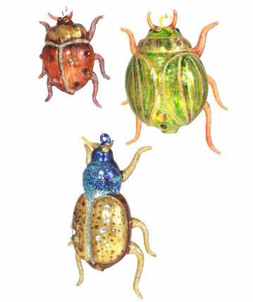 Glittered Beetle Ornaments