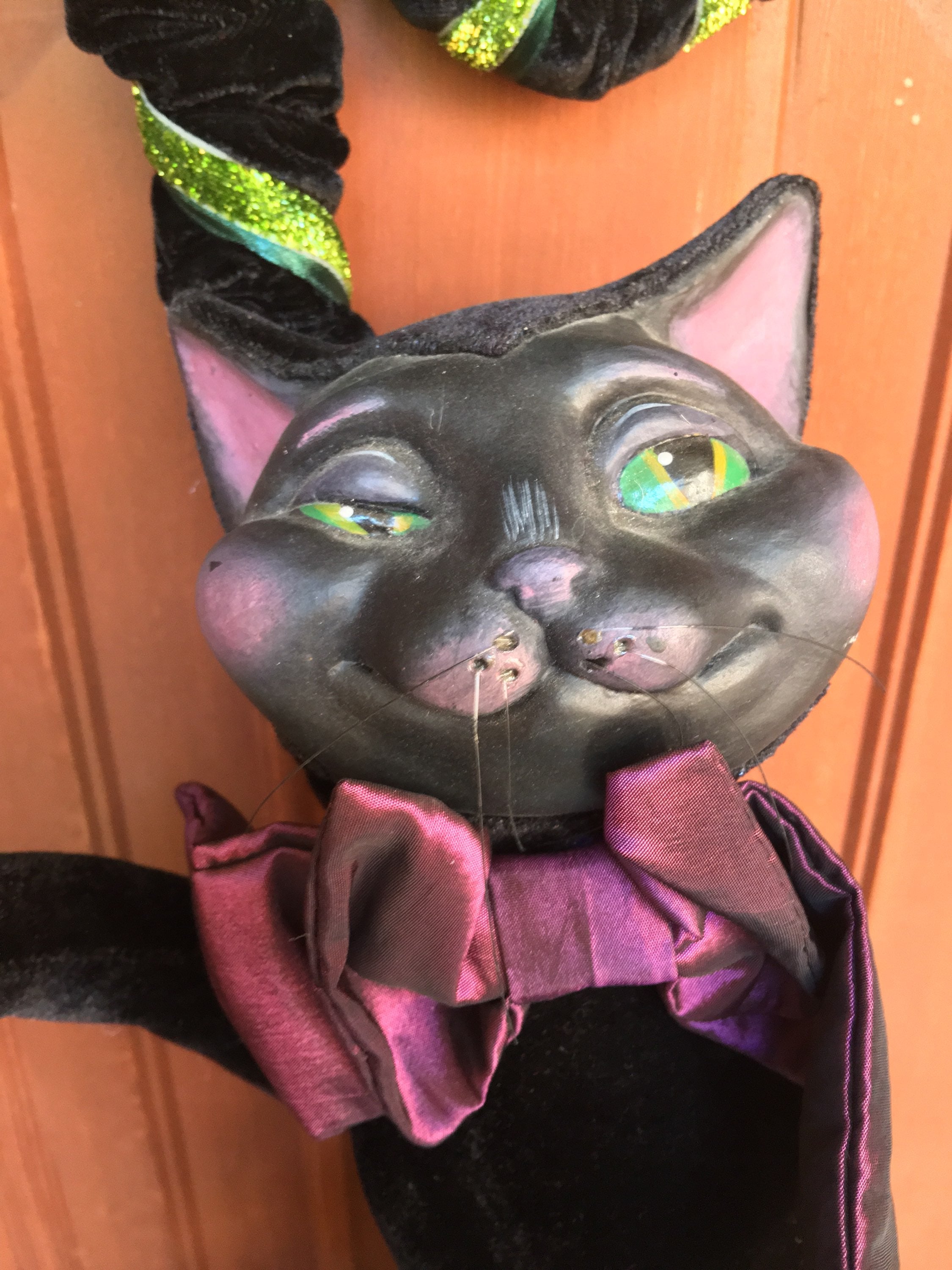 "Witches Broom with Cat & Hat Door Decor - 48"" tall"