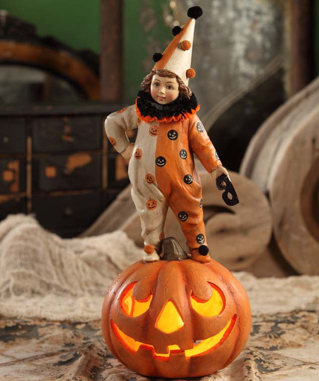 Halloween Clown Girl on Pumpkin
