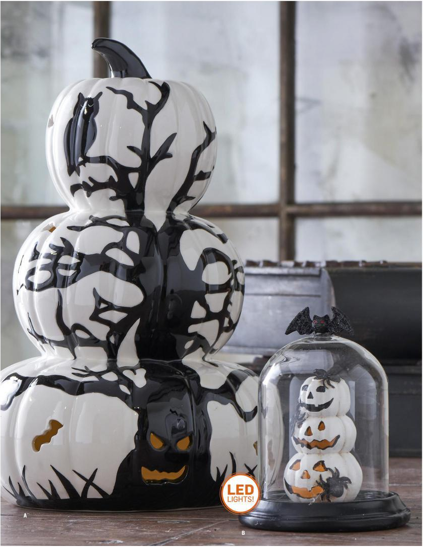 Haunted Halloween Tree Pumpkin Stack - LED