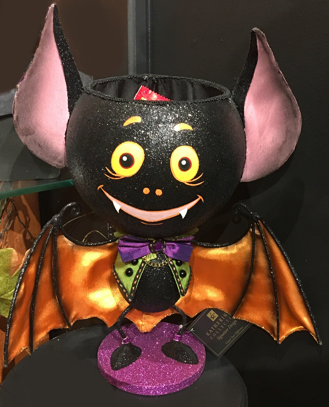 Katherine's Collection Pumpkin Patch Bat Candy Container