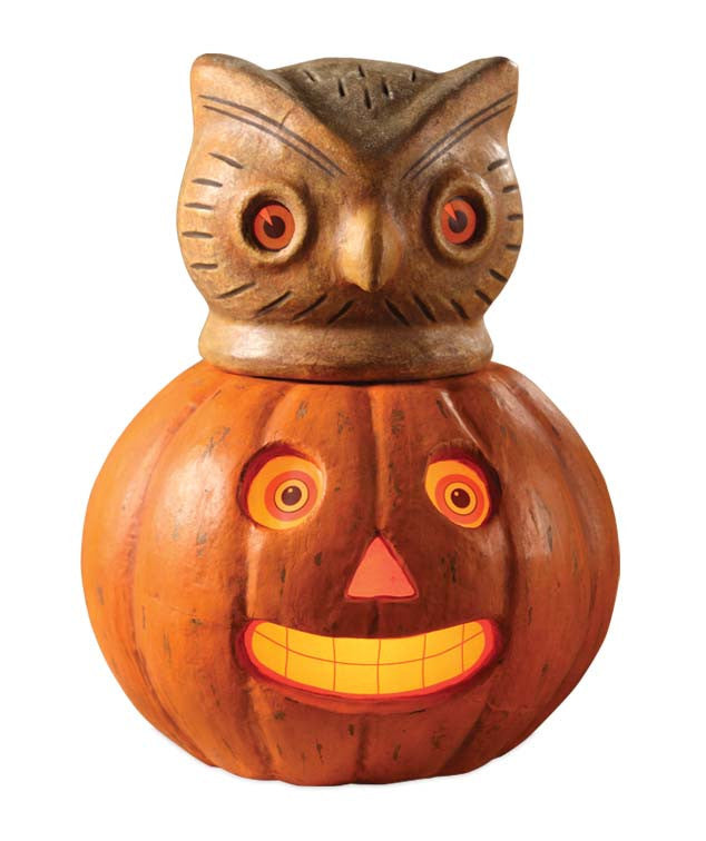 Owl In Pumpkin Container