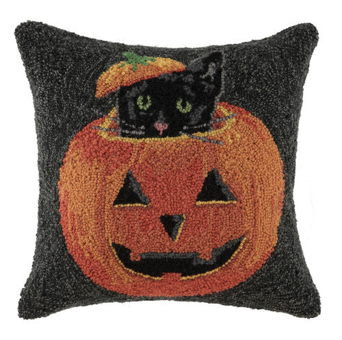 Peek-A-Boo Pumpkin Cat Pillow