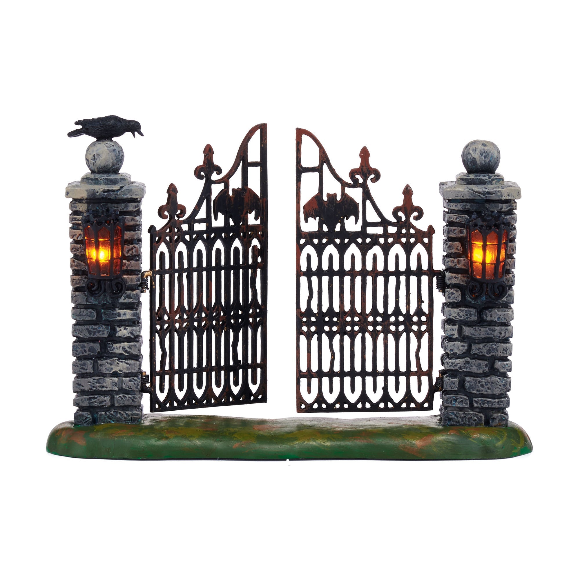 Spooky Wrought Iron Gate with LED Lights